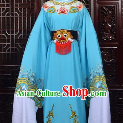 Chinese Traditional Beijing Opera Niche Blue Costumes Peking Opera Scholar Clothing for Men