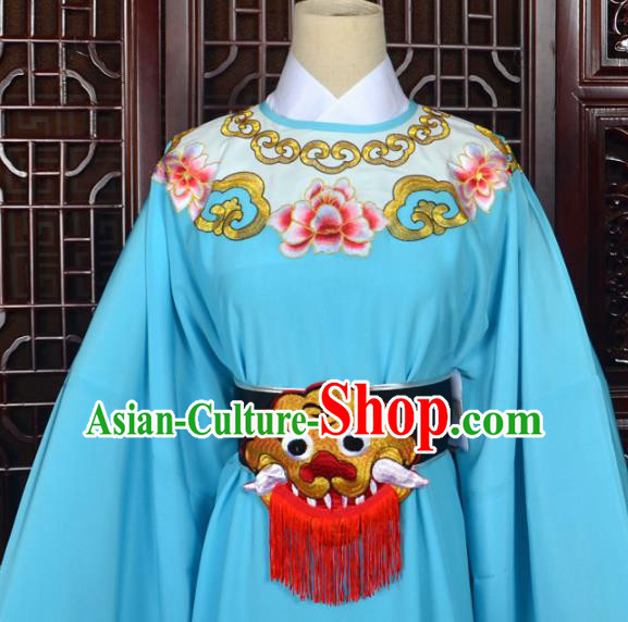 Chinese Traditional Beijing Opera Niche Blue Costumes Peking Opera Scholar Clothing for Men Chinese Traditional Beijing Opera Niche Blue Costumes Peking Opera Scholar Clothing for Men