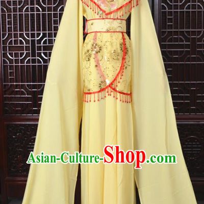Chinese Traditional Beijing Opera Hua Dan Yellow Dress Peking Opera Diva Costumes for Women