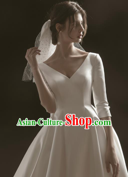 Custom Top Grade Wedding Dress Bride Trailing White Satin Dress for Women Custom Top Grade Wedding Dress Bride Trailing White Satin Dress for Women