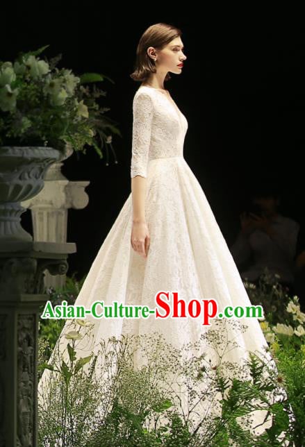 Custom Top Grade White Lace Wedding Dress Bride Trailing Full Dress for Women Custom Top Grade White Lace Wedding Dress Bride Trailing Full Dress for Women
