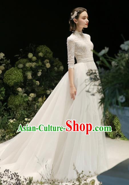 Custom Top Grade White Wedding Dress Bride Trailing Full Dress for Women Custom Top Grade White Wedding Dress Bride Trailing Full Dress for Women