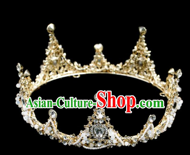 Handmade Wedding Crystal Round Royal Crown Princess Bride Hair Accessories for Women Handmade Wedding Crystal Round Royal Crown Princess Bride Hair Accessories for Women