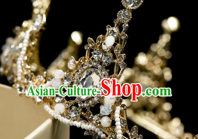 Handmade Wedding Crystal Round Royal Crown Princess Bride Hair Accessories for Women Handmade Wedding Crystal Round Royal Crown Princess Bride Hair Accessories for Women