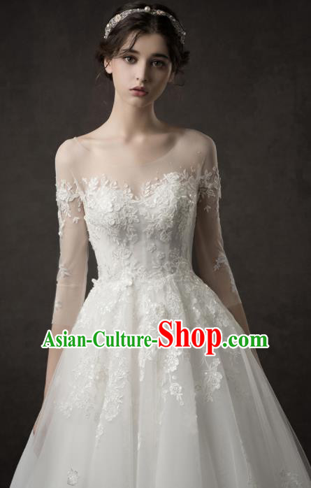Custom Top Grade Embroidered Lace Wedding Dress Bride Trailing Full Dress for Women Custom Top Grade Embroidered Lace Wedding Dress Bride Trailing Full Dress for Women