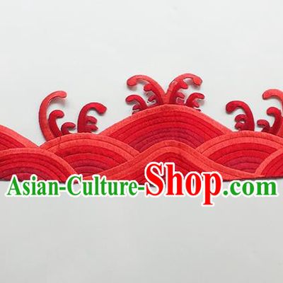 Chinese Traditional Embroidery Waves Red Applique Embroidered Patches Embroidering Cloth Accessories
