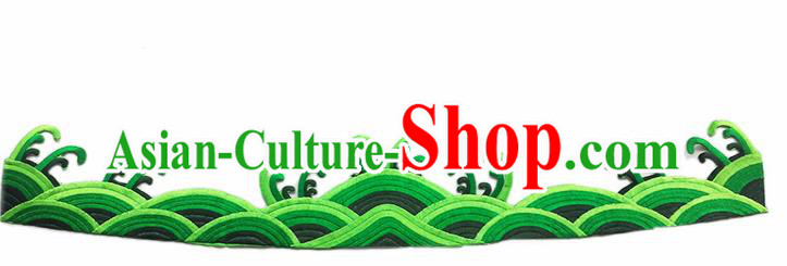 Chinese Traditional Embroidery Waves Green Applique Embroidered Patches Embroidering Cloth Accessories