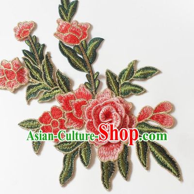 Chinese Traditional Embroidery Watermelon Red Begonia Applique Embroidered Patches Embroidering Cloth Accessories