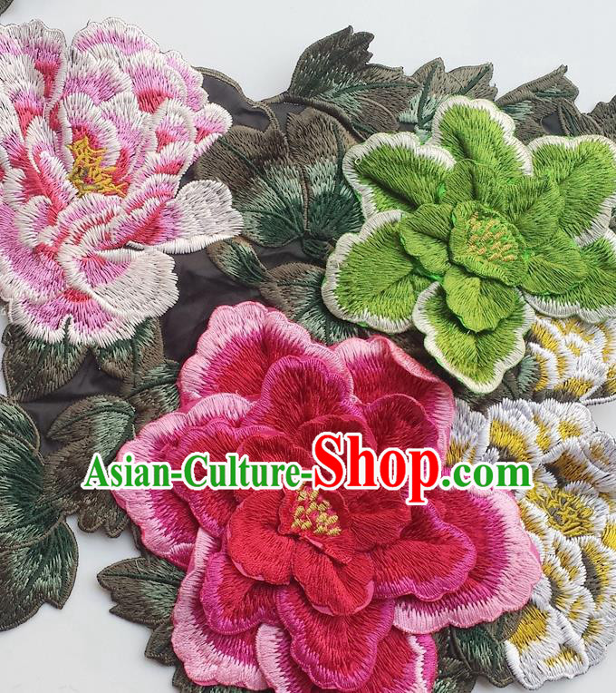 Chinese Traditional Embroidery Peony Flowers Applique Embroidered Patches Embroidering Cloth Accessories Chinese Traditional Embroidery Peony Flowers Applique Embroidered Patches Embroidering Cloth Accessories