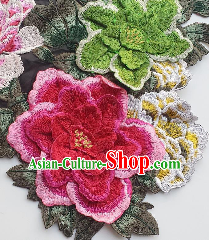 Chinese Traditional Embroidery Peony Flowers Applique Embroidered Patches Embroidering Cloth Accessories Chinese Traditional Embroidery Peony Flowers Applique Embroidered Patches Embroidering Cloth Accessories