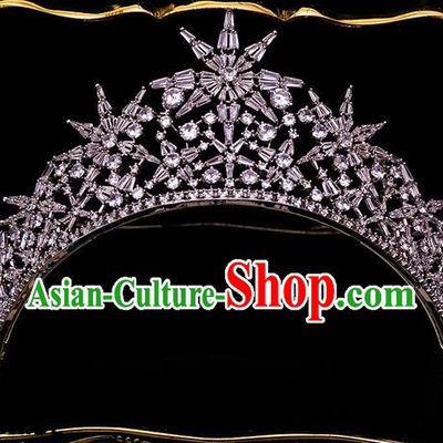Handmade Wedding Crystal Zircon Royal Crown Princess Bride Hair Accessories for Women