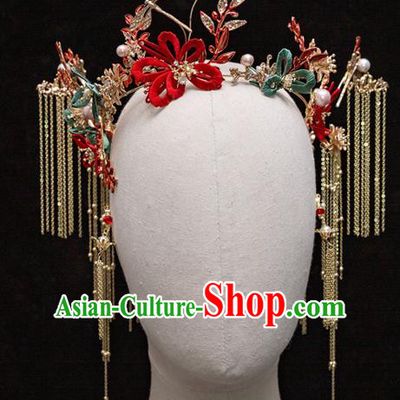 Chinese Ancient Bride Hair Clasp Hairpins Traditional Wedding Xiu He Hair Accessories Complete Set for Women
