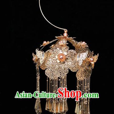 Chinese Ancient Bride Prop Golden Lantern Traditional Wedding Xiu He Accessories for Women