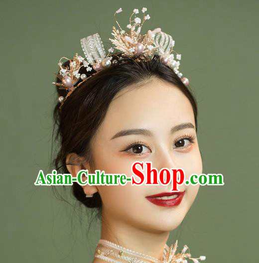 Handmade Wedding Baroque Pearls Royal Crown Princess Bride Hair Accessories for Women Handmade Wedding Baroque Pearls Royal Crown Princess Bride Hair Accessories for Women