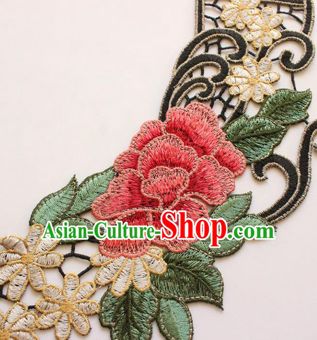 Traditional Chinese National Embroidery Peony Collar Applique Embroidered Patches Embroidering Cloth Accessories Traditional Chinese National Embroidery Peony Collar Applique Embroidered Patches Embroidering Cloth Accessories