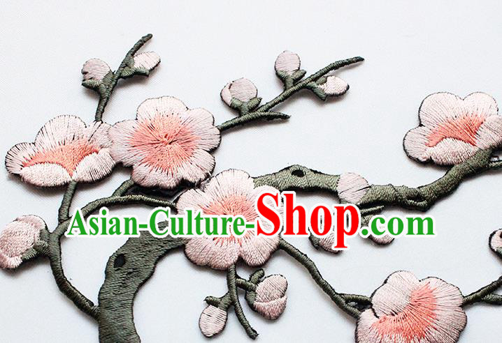 Traditional Chinese National Embroidery Pink Plum Flowers Applique Embroidered Patches Embroidering Cloth Accessories Traditional Chinese National Embroidery Pink Plum Flowers Applique Embroidered Patches Embroidering Cloth Accessories