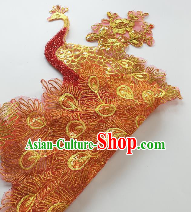 Traditional Chinese National Embroidery Golden Peacock Applique Embroidered Patches Embroidering Cloth Accessories Traditional Chinese National Embroidery Golden Peacock Applique Embroidered Patches Embroidering Cloth Accessories