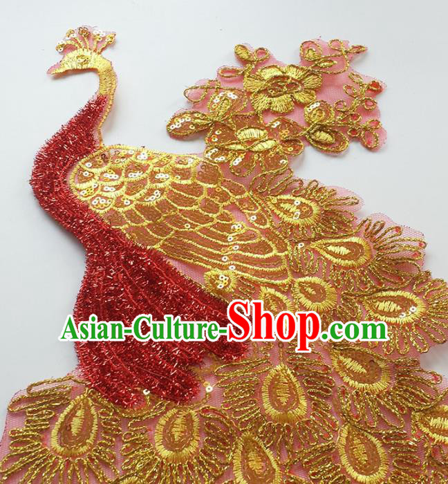 Traditional Chinese National Embroidery Golden Peacock Applique Embroidered Patches Embroidering Cloth Accessories Traditional Chinese National Embroidery Golden Peacock Applique Embroidered Patches Embroidering Cloth Accessories