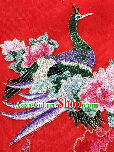 Traditional Chinese National Embroidery Peacock Peony Applique Embroidered Patches Embroidering Cloth Accessories Traditional Chinese National Embroidery Peacock Peony Applique Embroidered Patches Embroidering Cloth Accessories