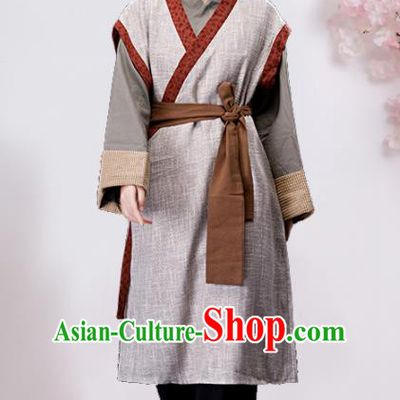 Chinese Ancient Ming Dynasty Maidservant Grey Dress Traditional Village Girl Costumes for Women