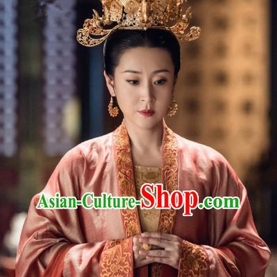 Traditional Chinese Song Dynasty Senior Concubine Dress Ancient Drama Royal Nirvana Noble Consort Zhao Costume and Headpiece for Women