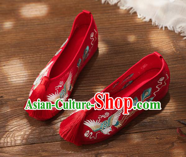 Chinese Handmade Embroidered Phoenix Red Shoes Traditional Hanfu Shoes National Shoes for Kids Chinese Handmade Embroidered Phoenix Red Shoes Traditional Hanfu Shoes National Shoes for Kids