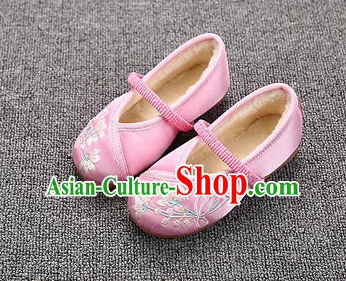 Chinese Handmade Pink Satin Shoes Traditional Hanfu Shoes National Shoes for Kids Chinese Handmade Pink Satin Shoes Traditional Hanfu Shoes National Shoes for Kids