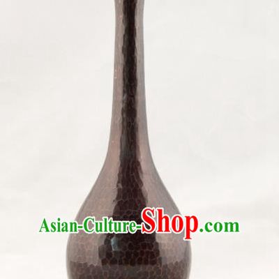 Chinese Handmade Copper Flask Vase Traditional Bronze Lagena Craft Decoration