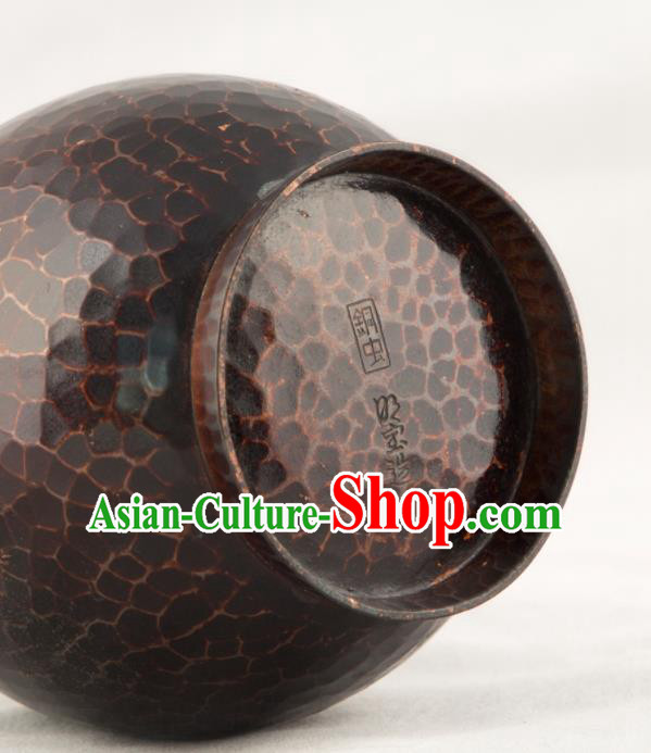 Chinese Handmade Copper Flask Vase Traditional Bronze Lagena Craft Decoration Chinese Handmade Copper Flask Vase Traditional Bronze Lagena Craft Decoration