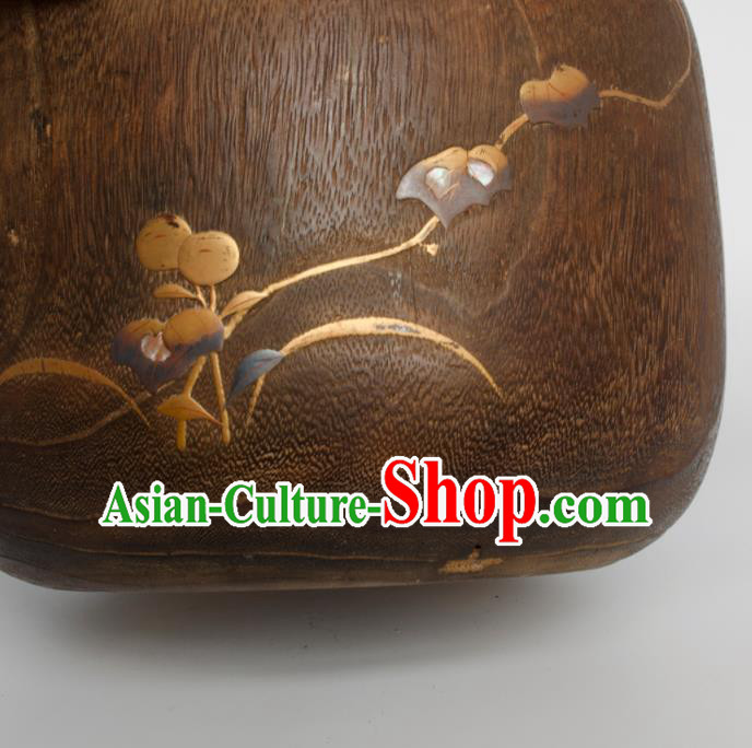 Chinese Handmade Wood Carving Earthen Bowl Traditional Paulownia Craft