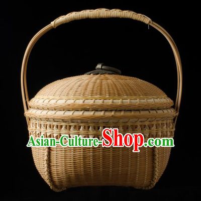 Chinese Handmade Bamboo Weaving Basket Traditional Food Cabas