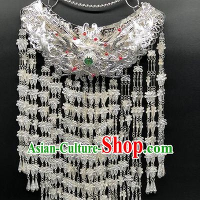 Chinese Handmade Traditional Miao Nationality Luxury Tassel Necklace Ethnic Wedding Bride Accessories for Women