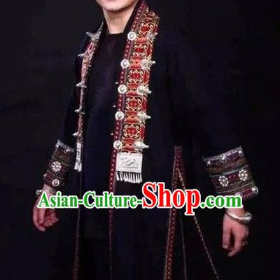 Chinese Handmade Traditional Miao Nationality Costume Ethnic Folk Dance Clothing for Men