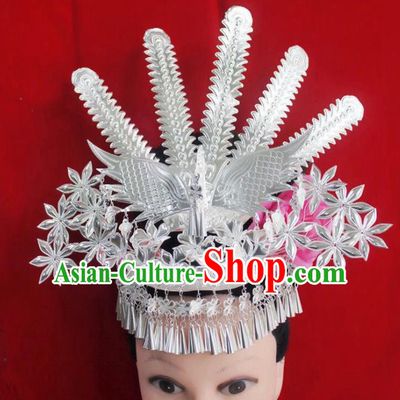 Chinese Traditional Handmade Miao Nationality Phoenix Hairpins Ethnic Wedding Hair Accessories for Women