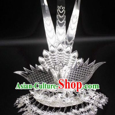 Chinese Traditional Handmade Miao Nationality Phoenix Tassel Hairpins Ethnic Wedding Hair Accessories for Women