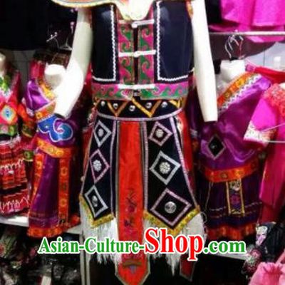 Chinese Traditional Miao Nationality Bridegroom Black Costume Ethnic Folk Dance Clothing for Men