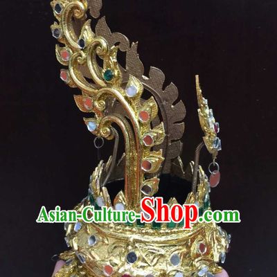 Traditional Thailand Crown Classical Tower Headdress Handmade Thai Hat