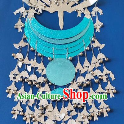 Chinese Handmade Traditional Li Nationality Butterfly Tassel Hairpins and Necklace Ethnic Wedding Accessories for Women