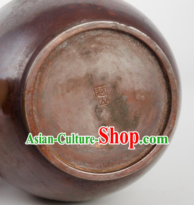 Chinese Handmade Bronze Vase Traditional Red Copper Flask Craft Decoration Chinese Handmade Bronze Vase Traditional Red Copper Flask Craft Decoration