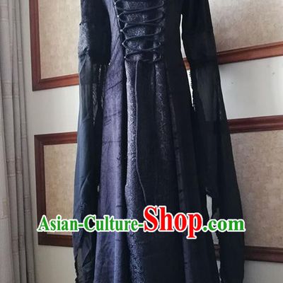 Traditional Europe Middle Ages Princess Black Dress Halloween Cosplay Stage Performance Costume for Women