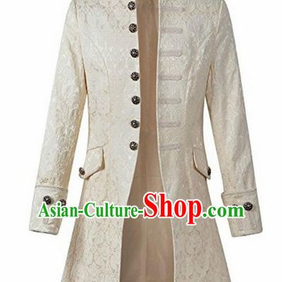 European Medieval Traditional Patrician Costume Europe Prince White Coat for Men