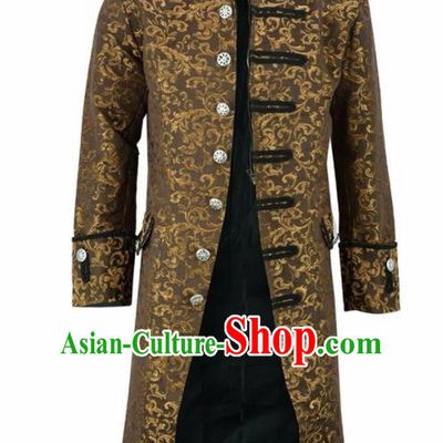 European Medieval Traditional Patrician Costume Europe Court Prince Ginger Coat for Men