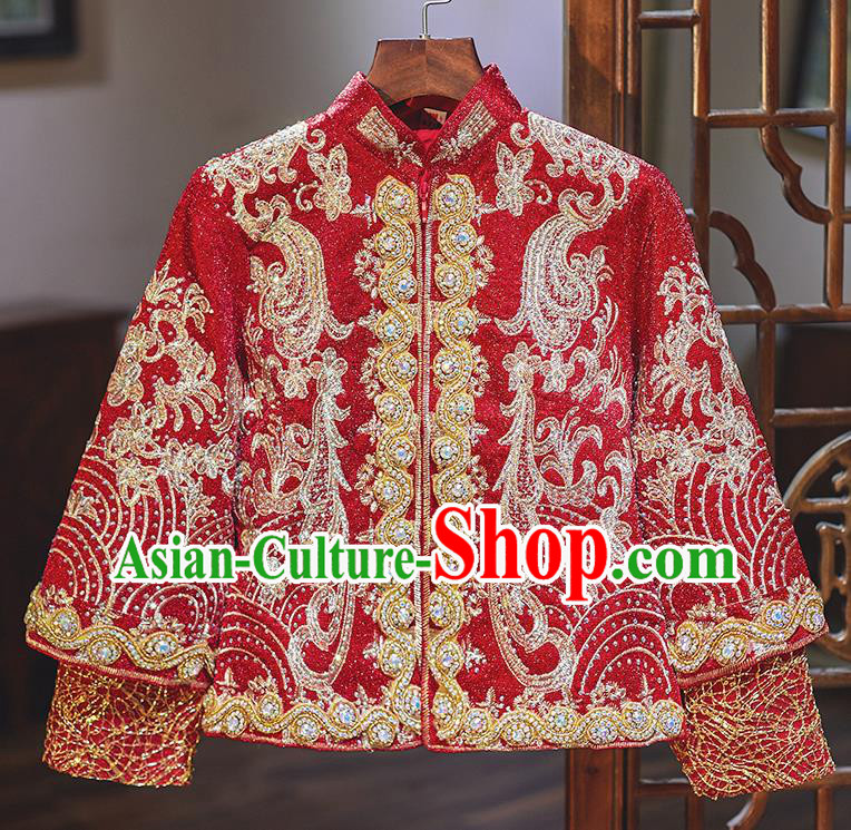 Chinese Traditional Wedding Costumes Red Xiuhe Suit Ancient Bride Embroidered Dress for Women Chinese Traditional Wedding Costumes Red Xiuhe Suit Ancient Bride Embroidered Dress for Women