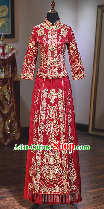 Chinese Traditional Wedding Costumes Red Xiuhe Suit Ancient Bride Dress for Women Chinese Traditional Wedding Costumes Red Xiuhe Suit Ancient Bride Dress for Women