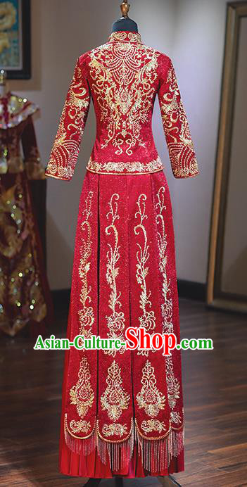 Chinese Traditional Wedding Costumes Red Xiuhe Suit Ancient Bride Dress for Women Chinese Traditional Wedding Costumes Red Xiuhe Suit Ancient Bride Dress for Women