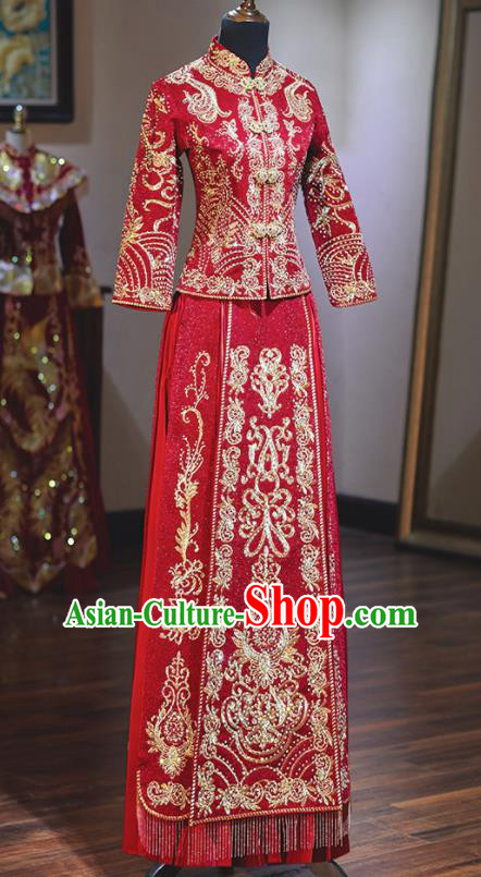 Chinese Traditional Wedding Costumes Red Xiuhe Suit Ancient Bride Dress for Women Chinese Traditional Wedding Costumes Red Xiuhe Suit Ancient Bride Dress for Women