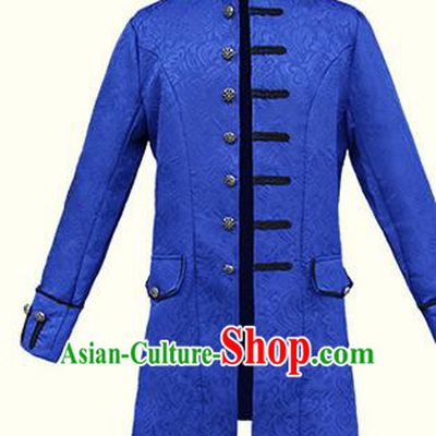 European Medieval Traditional Patrician Costume Europe Prince Blue Coat for Men