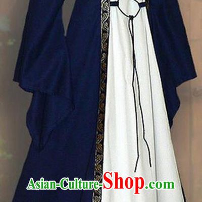 Traditional Europe Renaissance Deep Blue Dress Halloween Cosplay Stage Performance Costume for Women