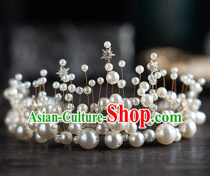 Top Grade Bride Pearls Hair Crown Wedding Hair Accessories for Women