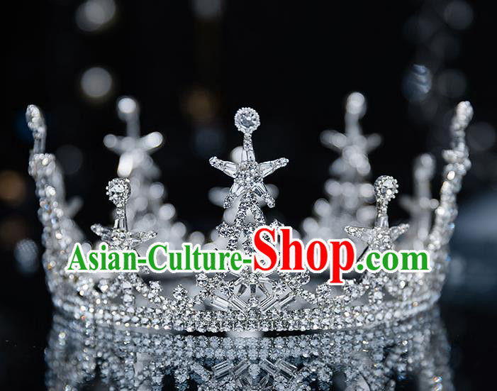 Top Grade Bride Zircon Stars Royal Crown Wedding Hair Accessories for Women